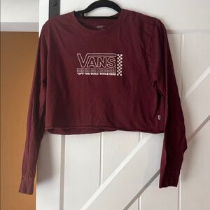 Vans Maroon Cropped Long Sleeve Tee